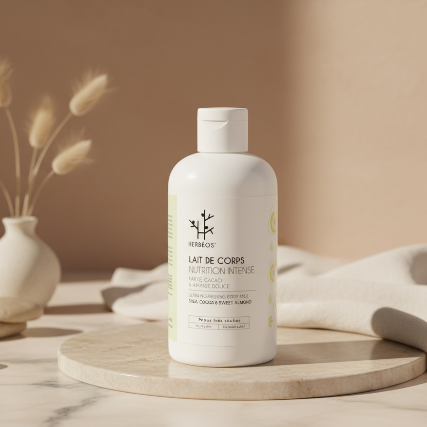 Lait pour le corps nutrition intense Le Figuier d’Orient au beurre de karité et à l’amande douce, soin hydratant naturel pour une peau douce, nourrie et confortable au quotidien.