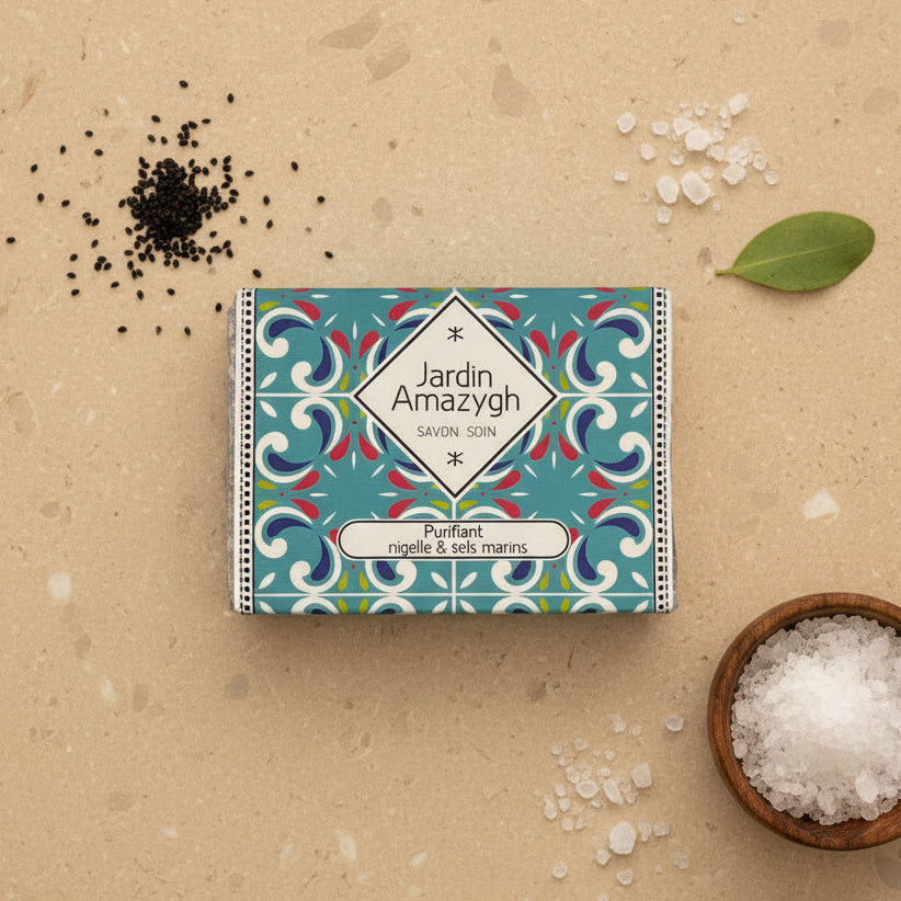 Savon Naturel Purifiant Nigelle & Sels Marins – Peau Mixte à Grasse | Jardin Amazygh x Le Figuier d’Orient
