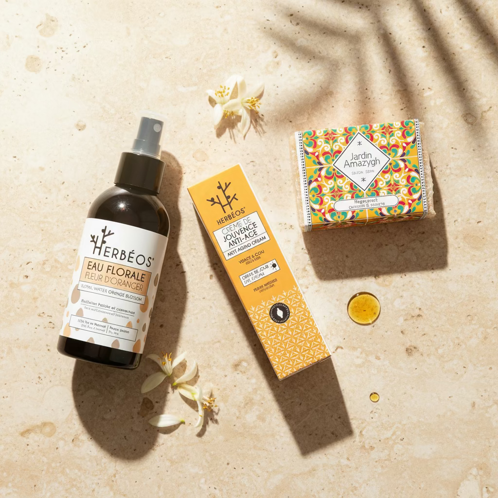 Coffret soin naturel anti-âge avec eau florale fleur d’oranger, savon curcuma et crème figue de barbarie Le Figuier d’Orient