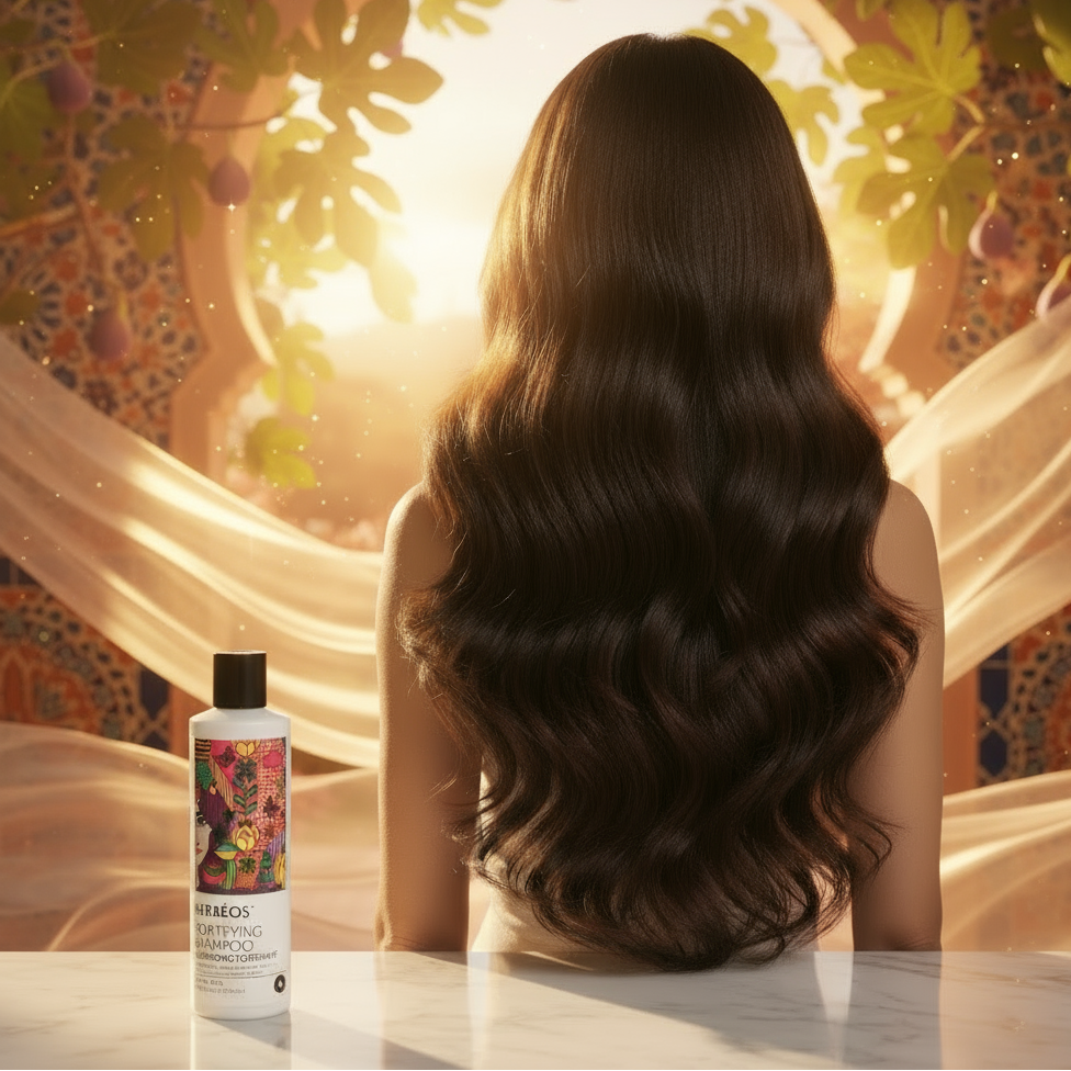 Shampoing fortifiant naturel anti-chute à la biotine, caféine, romarin et ortie — soin capillaire revitalisant Le Figuier d’Orient pour stimuler la repousse et renforcer les cheveux.