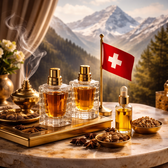 Maison suisse indépendante de parfums et soins d’exception, alliance entre précision suisse et profondeur orientale, univers luxe naturel Le Figuier d’Orient