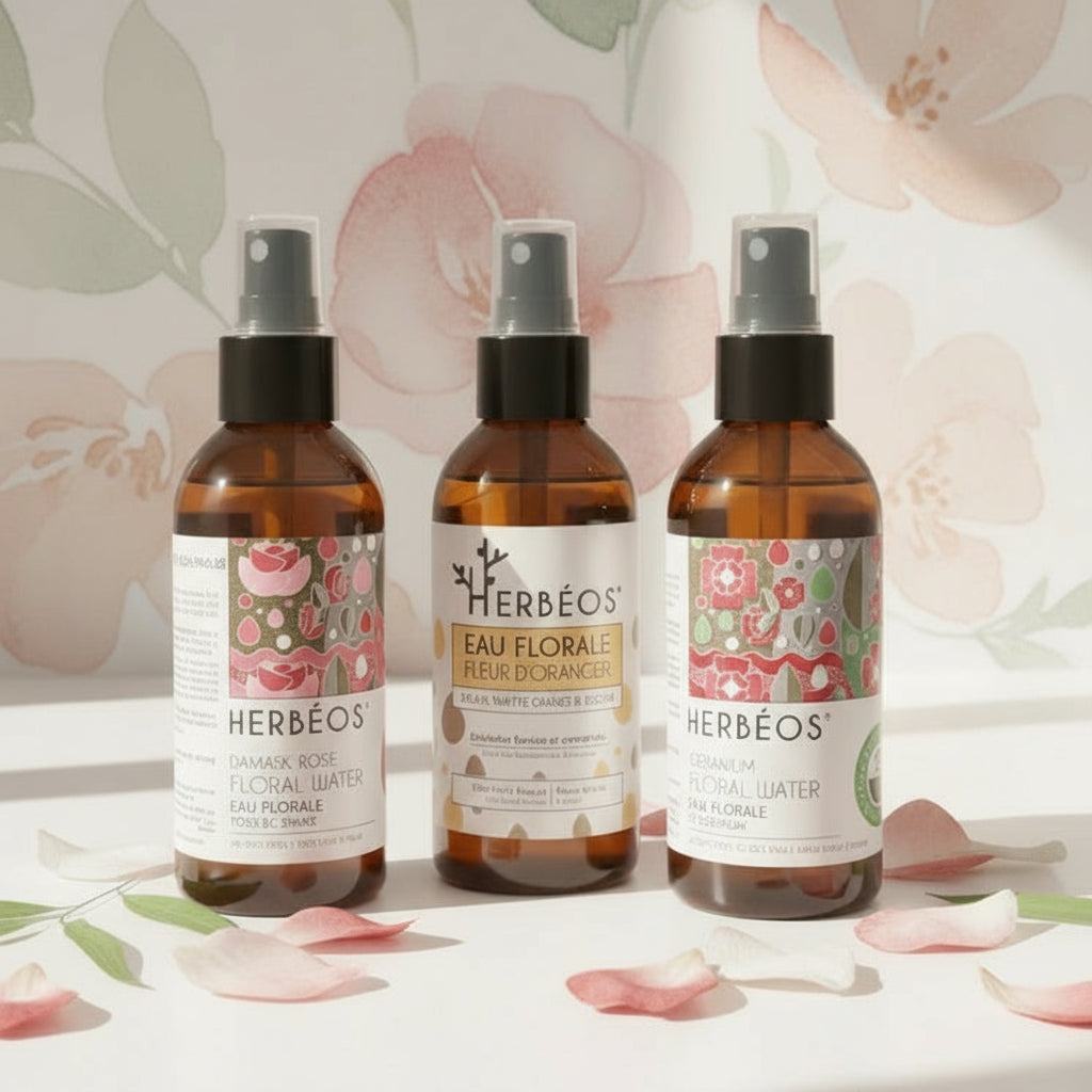 Coffret trio d’eaux florales naturelles du Figuier d’Orient – eau florale de rose de Damas, de fleur d’oranger et de géranium rosat, soins purifiants et apaisants inspirés des rituels de beauté orientaux, pour une peau fraîche, éclatante et hydratée.